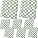 Newwiee Set of 8 Outdoor Stretch Cushion Cover Plaid Patio Chair Cushion Covers Replacement Furniture Couch Sofa Slipcovers Seat Soft Flexibility Protector Washable(Lemon Grass)