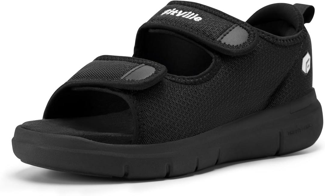 FitVille Diabetic Sandals for Men Wide Width with Arch Support, Men Diabetic Sandals Adjustable, 10W