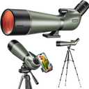 25-75x80 HD Spotting Scope with 64in Tripod and Upgraded Phone Adapter, Clear Image with BAK4 Prism Spotting Scopes for Target Shooting, Bird Watching, Hunting, Wildlife ViewingGreen