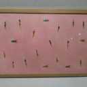 Framed Pink Swimming Pool Wall Art Summer Swimmer Canvas Print Decor, 24"L x 16"W