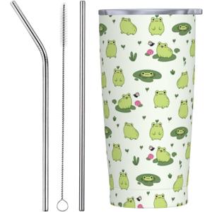 Frog Tumbler 20 OZ with Lid and Straw, Insulated Cup Mug Tumbler, Frog Gifts for Men Women