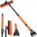 Showvigor Extendable Snow Brush and Ice Scraper for Car, 30"-35"-39" Adjustable Long Handle & 4.3" Ice Chipper, 360 Pivoting Brush Head & Comfortable Antiskid Grip