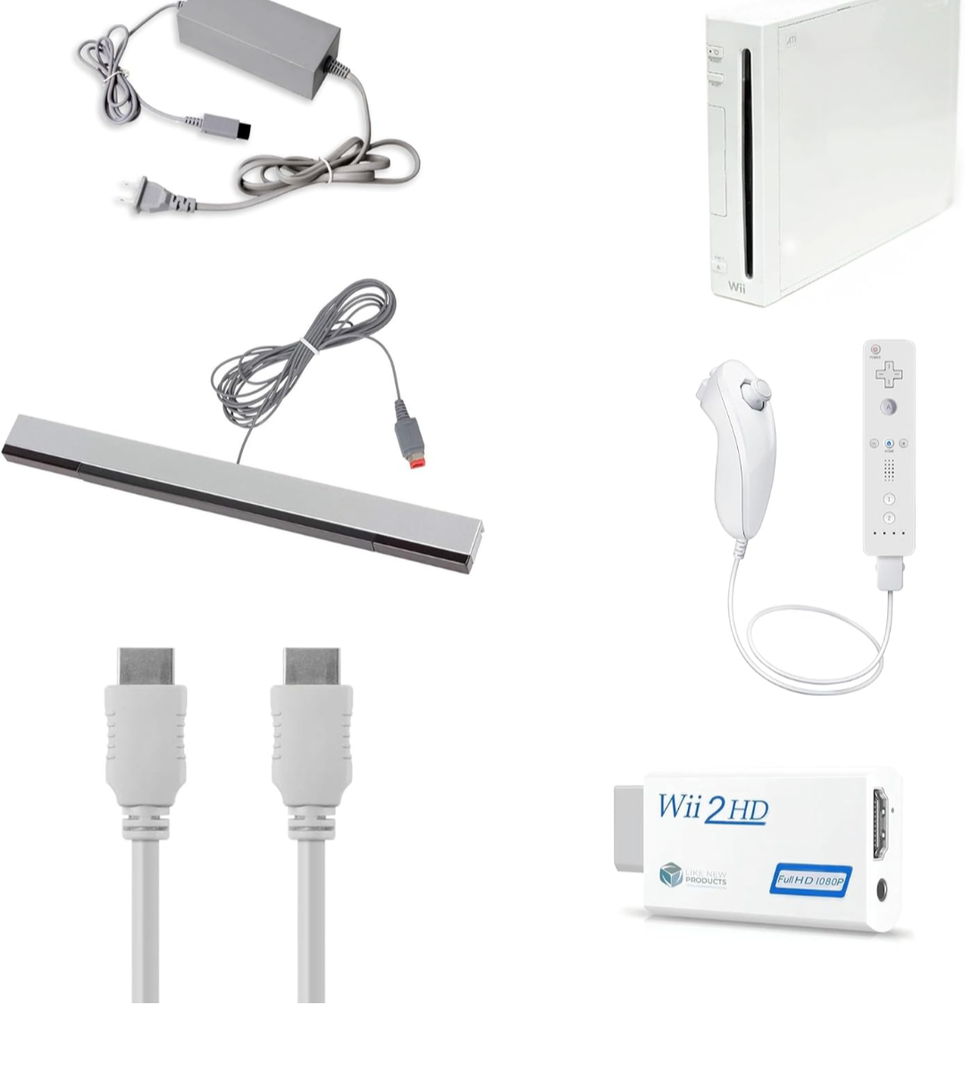 Nintendo Wii Console White with Wii Sports (Model RVL-001 with Gamecube ports)