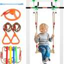 Doorway Swing mount for Kids & Door Pull Up Bar for Adults, Indoor Kid Swing with 4 Accessories, Multi-Function Doorway Gym, Fits Door Frame 24.41-30.51'' W x 3.94-6.69'' Thickness (Orange)