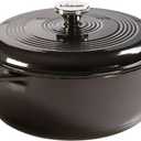 Lodge Essential Enamel Cast Iron Dutch Oven 6 Quarts - Perfect for Bread Baking, Braising, Marinating & Slow Cooking, Features Moisture-Sealing Lid & Dual Handles, Kitchen Essentials, Midnight Chrome