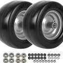 AR-PRO (2-Pack) 11x6.00-5 Flat Free Tire and Wheel - Universal 11x6-5 Solid Rubbe Riding Lawn Mower Tire with Rim - With 5.3"-7.5" Centered Hub and 3/4" Bearings - Fit Most Zero Turn Mowers