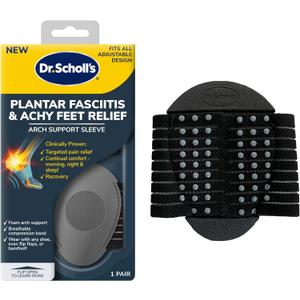 Dr. Scholl's Plantar Fasciitis & Achy Feet Relief Arch Support Sleeve, Cushioned Arch Support, Compression Band, Foam Pad Insert, Non Slip Sole, All-Day Wear Morning to Night, Unisex 1 Pair