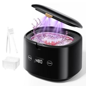 Ultrasonic Retainer Cleaner, 45kHz Sonic Retainer Cleaner Machine Dental Cleaning Pod for Dentures, Mouth Guards, Braces, Toothbrush Heads, Jewelry, 5 Modes for All Dental Appliances (Black) Ultrasonic Retainer Cleaner, 45kHz Sonic Retainer Cleaner Machine Dental Cleaning Pod for Dentures, Mouth Guards, Braces, Toothbrush Heads, Jewelry, 5 Modes for All Dental Appliances (Black)