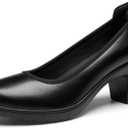 DREAM PAIRS Women's Chunky Closed Toe Low Block Heels Work Pumps Comfortable Round Toe Dress Wedding Shoes Nereida (10, Black)
