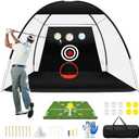 Eapele Golf Net, 10x7ft Golf Practice Net with Mat, All-in-One Mult-Target Golf Hitting Net for Backyard Driving Chipping Indoor Outdoor Training