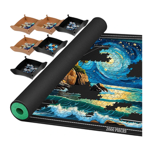 Jigsaw Puzzle Mat Roll Up, Portable Saver Pad 48” x 31” Up to 2000 Pieces, Puzzles Matt Rollup with Non-Slip Rubber Bottom & Smooth Top. (6 Puzzle Sorting Trays & 1 Storage Bag)