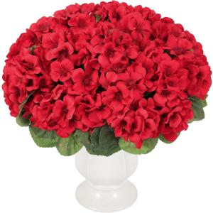2 x 5 Pcs Faux Geranium Flowers Outdoor Decor for Planters Window
