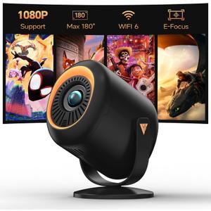 Mini Projector Portable Video Projector Support 1080P 200" HD Movie Projector, Outdoor Projectors with Stylish Streamlined Design, Compatible with Smartphone/ Tablet/ Laptop/ TV Stick/ PS5