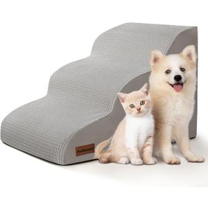 Aodisman 3Step Dog Ramp and Stairs for Sofa and Chair  NonSlip Sturdy Pet Steps for Small Dogs and Cats,15.7" H,Grey