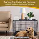 Dog Crate Topper with Magnets for 48 Inch Crate - Dog Kennel Topper Decorative Storage Pet Crate Table Black (Only Topper)