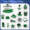 Hoteam 16 Pcs 2026 Graduation Cruise Door Decorations Magnets 2026 Congrats Grad Cruise Ship Door Decorations Cabin Doors Signs Fridge Magnets for Carnival Locker Refrigerator(Green)