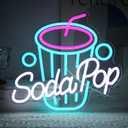 Soda Pop Neon Sign Drink Neon Lights Dimmable Beverage Cup LED Signs for Wall Business Sign Cocktail Neon Light Up Sign for Food Drink Restaurant Dessert Shop Bar Kitchen Decor (Pink Blue White)