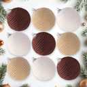 JOICEE 9 Pcs Boho Christmas Ball Ornaments Set, Jute Rope Hanging Balls Neutral Rustic Ornaments Christmas Ball Decoration for Xmas Tree Wreath Garland Party Farmhouse Decor(White,Beige,Dark Brown)