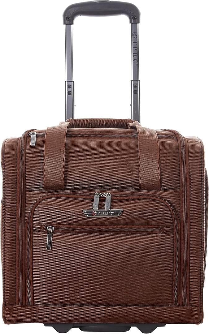 TPRC 15 Underseat Carry-On Luggage Airline Approved Personal Item with USB Charging Port, Brown