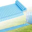 Lettry 3Pcs Ground Pool Drainage Walkway, 15.7" x 27.6" Pool Drainage Mat, Non-Slip Floor Protector Mat for Protecting Pools Lawn and Away from Litter (Blue, Large, 3)
