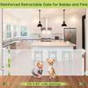 Reinforced 80 Inch Extra Wide Retractable Baby Gate with Support Rods, Indoor/Outdoor Retractable Pet Gates for Wide Openings, 33 Tall Mesh Dog Gate Indoor Extra Long Baby Gates for Decks, White