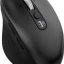 Wireless Bluetooth Mouse, Multi Device (BT1/BT2 + 2.4G USB) Mouse for Laptop, iPad & Mac, 4-Way Scroll with Side Buttons, Silent Click Ergonomic Offce Mouse, Adjustable DPI (Black)