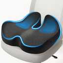 Office Chair Cushion: Ergonomic Memory Foam Seat Cushion, Tailbone-Sciatica Pain Relief Pillow, Desk Butt Pillow for Office Chair, Car Seat, Airplane, Wheelchair - Dark Grey