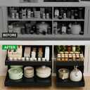 PAKETA 4 Pack Expandable Pull Out Cabinet Organizer, 21'' Deep Pull Out Drawers for Cabinets,Upgrade 3 Slide Rails Sliding Drawer for Kitchen Cabinet Organizer with Adhesive Nano Film (Black)