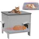 Rockever Waterproof Cat House for Outdoor Cats, Insulated Outdoor Cat House with Soft Mat, Elevated Feral Cat House Outdoor Indoor, Safe Escape Door, Spacious and Clean Easily(M,Grey with Mat)