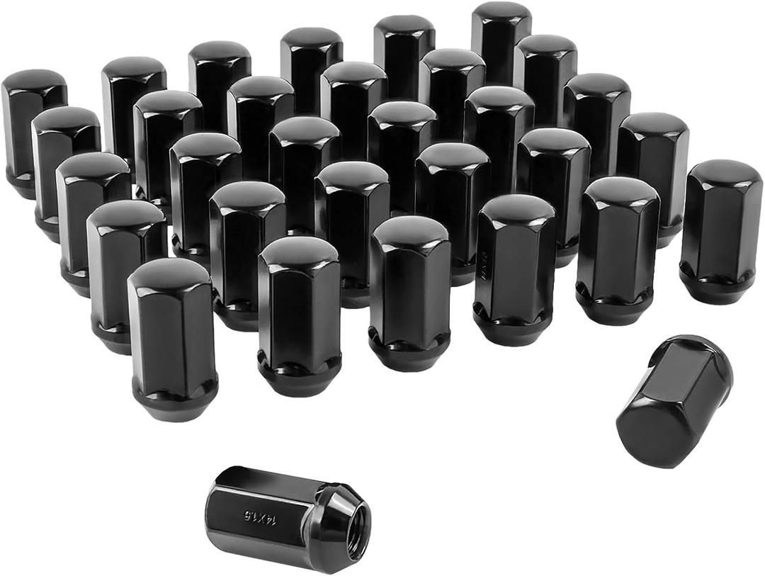 14x1.5 Lug Nuts 32pcs Compatible with 2008-2024 Silverado Sierra 2500 3500 2012-2024 Ram 2500 3500 Black Wheel Lug Nuts Part No 611-236