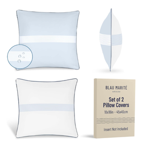 Outdoor Waterproof Pillow Covers – Decorative Stripe Cushion Cover in Light Blue & White for Patio, Garden and Balcony – 45×45 cm - 18x18 in
