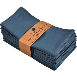 FINGERCRAFT Dinner Cloth Napkins, Cotton Linen Blend Mitered Corner Napkins Cloth 12 Pack Natural Premium Quality for Every Day Use, Parties, Easter, Thanksgiving, Weddings, 18x18 inch Stellar Blue