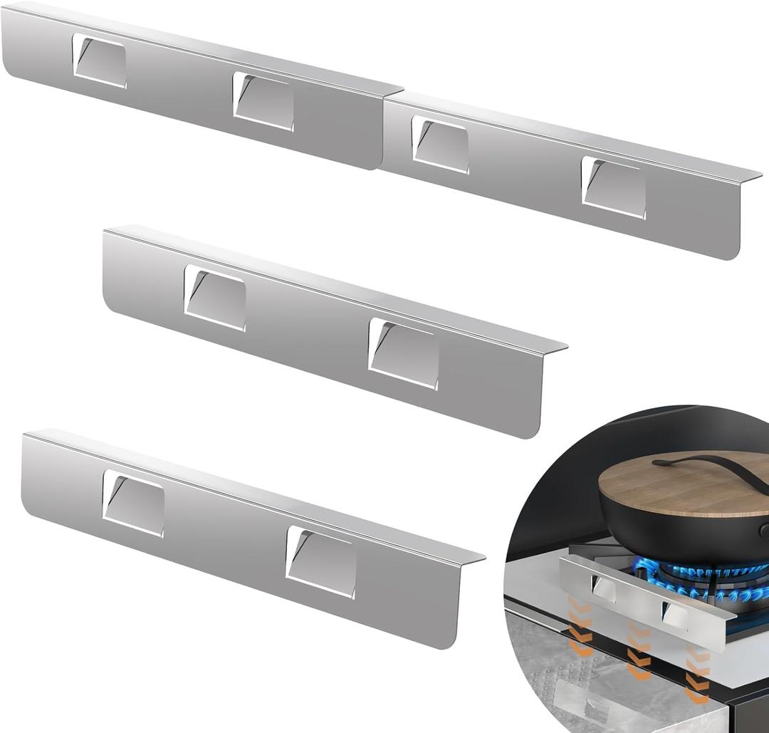 Stove Gap Covers 316 Stainless Steel Stove Gap Filler Oven Side Gap Filler Between Stove and Counter Slide In Range Trim Kit for 11.6 and 23.2 Kitchen Crack(4 Pack Silver)
