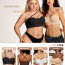 Vertvie Strapless Bras for Women Non-Slip Push Up Wireless Bandeau Bra Seamless Comfort Padded Tube Top Supportive Bralette (Black, M)