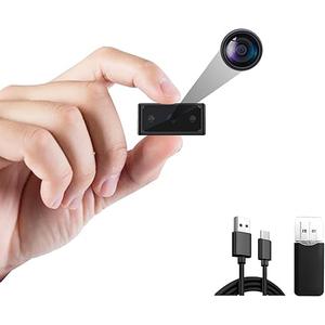 Mini Camera - Nanny Camera - HD 1080P - - Indoor Security Camera - Portable Pocket Cam - Motion Detection - Automatic Night Vision - Loop Record - Gravity Sensor - No-WiFi, 512GB Max