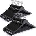 TOPIA HANGER Wooden Coat Hangers 30 Pack, Black Wood Suit Hangers with Non Slip Pants Bar, 360 Swivel Hook and Shoulder Notches for Camisole, Jacket, Pants, Smooth Finish Clothes Hangers -CT34B30