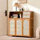 Bamboo Shoe CabinetRattan Shoe CabinetMulti-Functional Entryway Organizer with Open ShelfDedicated to the Storage of Footwear and Household Items(35.8in)