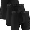 Under Armour Men's Multi-Pack Performance Tech Long-Leg Boxer Brief, 9" Inseam, All-Day Comfort (Large, Black Solid - Core 3 Pack)