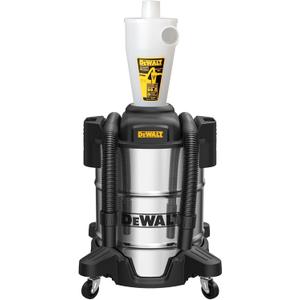 DEWALT Dust Separator with 10 Gallon Stainless Steel Tank, 99.5% Efficiency Cyclone Dust Collector, High-Performance Cycle Powder Collector Filter, DXVCS003, White