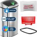 iTouchless 24 Gallon Extra Large Touchless Sensor Trash Can with AbsorbX Odor Filter, 91L Commercial Stainless Steel Automatic Kitchen Bin for Home, Office, Restaurant, Commercial Lobby, Store