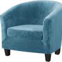MIFXIN Tub Chair Slipcover 2-Piece Stretch Club Chair Cover with Cushion Cover Spandex Round Barrel Chair Couch Armchair Furniture Protector for Living Room Hotel (Velvet Blue)