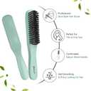 Slick Back Hair Brush, Professional Edge Control Brush, Middle Softness Boar Bristle Wooden Handle Hairbrush Smoothing Frizz & Flyaways, Natural Wood Comb for Thin and Fine Hair (Green)