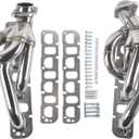 Exhaust Shorty Headers Manifold Replacement for Ram 1500 2500 3500 Pickup Truck 5.7L V8 Hemi 2003-2008 304 Stainless Steel Polished Finish