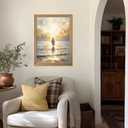 Framed 3D Textured Jesus Walking on Water Wall Art, Christian Bible Stories Wall Decor Paintings, Jesus Walks on Water on Water Back Posters Prints Pictures for Church Living Room Bedroom 16x24 Inch
