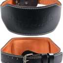 Leather Gym Fitness Belt, 4" & 6" Padded Lumbar Back Support, 10 Adjustable Holes for Weightlifting Powerlifting Bodybuilding Deadlift Squat Workout Strength Training (Black)