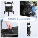 WALK MATE 3 Wheel Rollator Walker with Seat for Slim Seniors, Padded Backrest Lightweight Foldable Travel Walker Ideal for Elderly, 8 Inch Tri-Wheel Modern Mobility Walking Aid Aluminum, Black