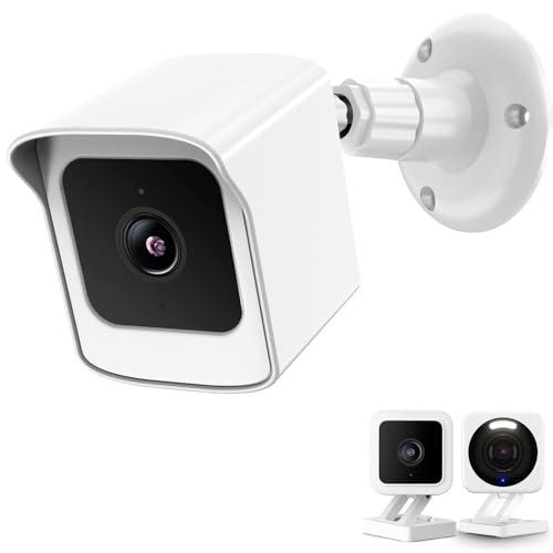 PEF Mount for All-New Wyze Cam V4 and V3, Weatherproof Protective Cover and 360 Degree Adjustable Wall Mount Solid Housing for Wyze V4 and V3 Outdoor Indoor Smart Home Camera System (White, 1 Pack)