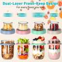 4 Pack Overnight Oats Containers with Lids and Spoons, 20 oz (16+4) Overnight Oats Jars, Glass Mason Jars with Dry and Wet Separation for Oatmeal Salad Yogurt, Dual-Layer Yogurt Containers with Lids
