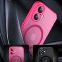 SPIDERCASE Designed for iPhone 16 Case, Magnetic Translucent [2 Tempered Glass Screen Protector] Anti-Fingerprint Anti-Scratch for iPhone 16 6.1, Rose Red