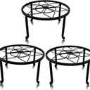 Yosager 3 Pack Metal Plant Stands for Flower Pot, Heavy Duty Black Iron Potted Stand Holder, Indoor Outdoor Rustproof Metal Planter Container Round Supports Display Rack for Home & Garden Decor